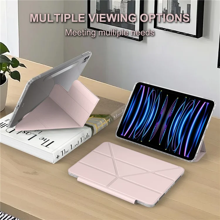 Tablet Case For iPad Pro 12.9 (2022)  /  (2021)  /  (2020) Stand Magnetic Detachable PU Leather Cover with Auto Wake  /  Sleep - Pink-Cellmalls