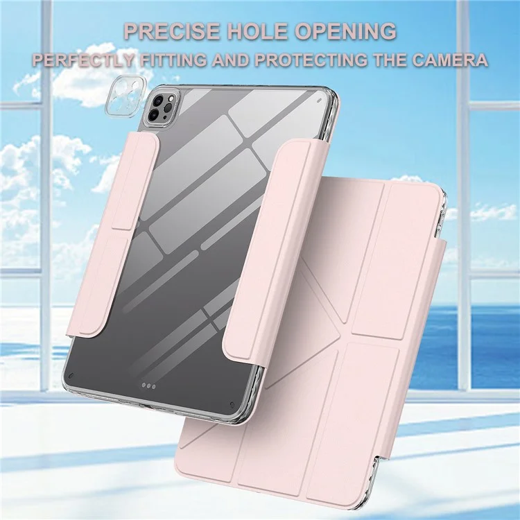 Tablet Case For iPad Pro 12.9 (2022)  /  (2021)  /  (2020) Stand Magnetic Detachable PU Leather Cover with Auto Wake  /  Sleep - Pink-Cellmalls