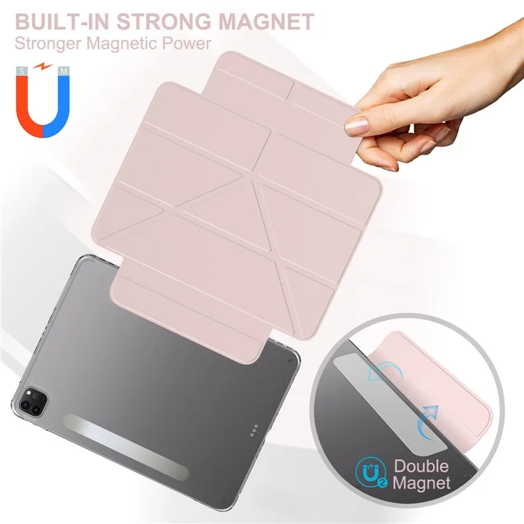 Tablet Case For iPad Pro 12.9 (2022)  /  (2021)  /  (2020) Stand Magnetic Detachable PU Leather Cover with Auto Wake  /  Sleep - Pink-Cellmalls