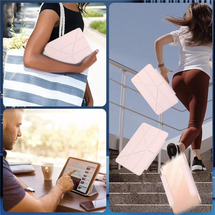 Tablet Case For iPad 9.7-inch (2018)  /  (2017)  /  Air 2  /  Air (2013) Stand Magnetic Detachable PU Leather Cover with Auto Wake  /  Sleep - Pink-Cellmalls