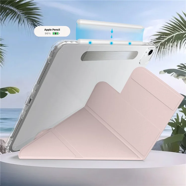 Tablet Case For iPad Air 13 (2025)  /  (2024)  /  Pro 12.9-inch (2018) Stand Magnetic Detachable PU Leather Cover with Auto Wake  /  Sleep - Pink-Cellmalls