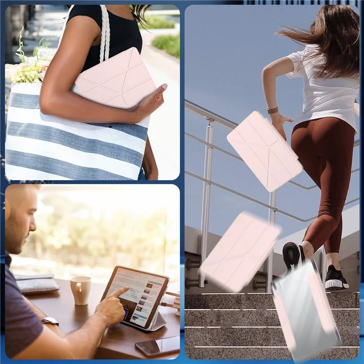 Tablet Case For iPad Air 13 (2025)  /  (2024)  /  Pro 12.9-inch (2018) Stand Magnetic Detachable PU Leather Cover with Auto Wake  /  Sleep - Pink-Cellmalls