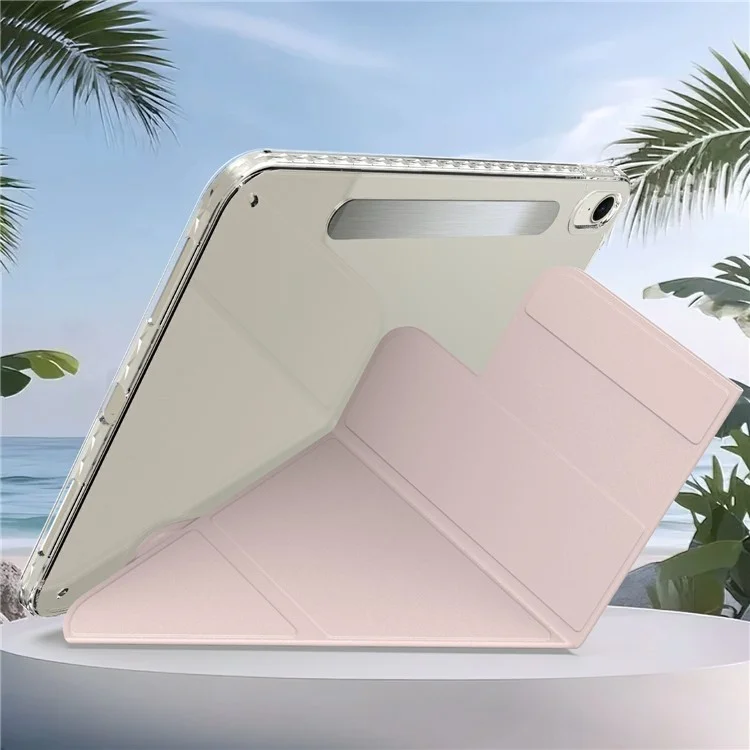 For iPad mini (2024)  /  (2021) Tablet Case Stand Magnetic Detachable PU Leather Cover with Auto Wake  /  Sleep - Pink-Cellmalls