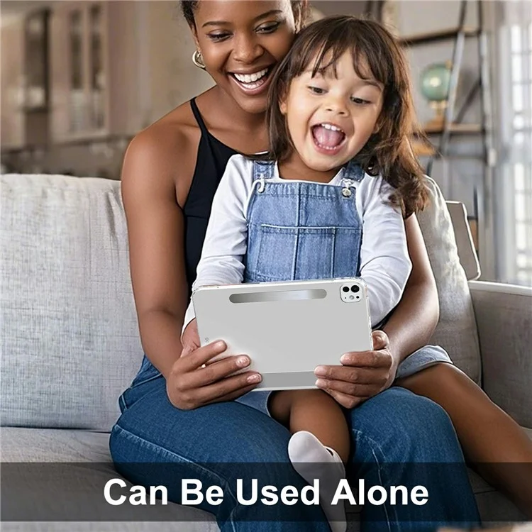 For iPad Pro 13 (2024) Tablet Case Stand Magnetic Detachable PU Leather Cover with Auto Wake  /  Sleep - Pink-Cellmalls