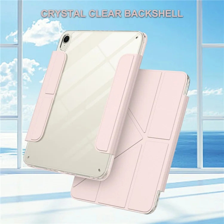 For iPad mini (2024)  /  (2021) Tablet Case Stand Magnetic Detachable PU Leather Cover with Auto Wake  /  Sleep - Pink-Cellmalls