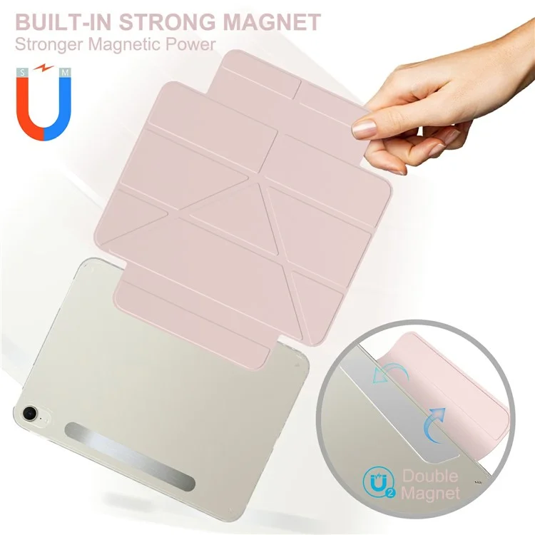For iPad mini (2024)  /  (2021) Tablet Case Stand Magnetic Detachable PU Leather Cover with Auto Wake  /  Sleep - Pink-Cellmalls