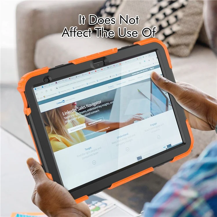 For iPad (2025) / 10.9 (2022) Silicone+PC Tablet Case Hand Strap Kickstand Drop-Proof Cover with Shoulder Strap - Orange-Cellmalls