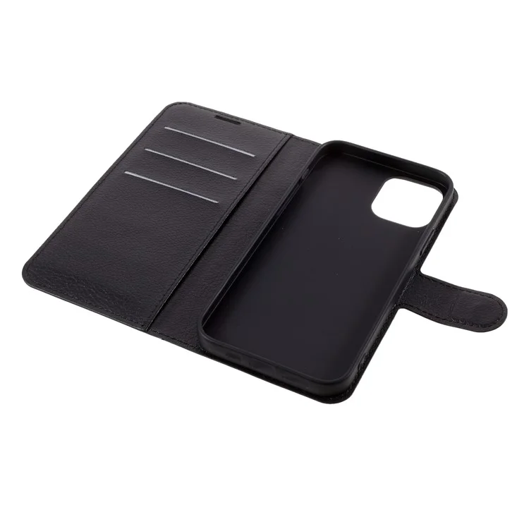 Litchi Surface Shell Leather Case with Stand for iPhone 12 Pro / 12 Mobile Phone Accessories - Black-Cellmalls