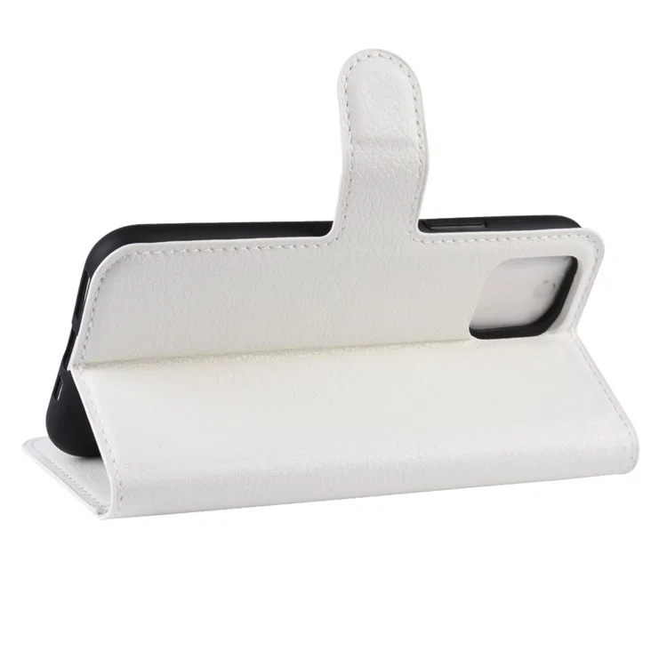 Litchi Skin Leather Wallet Stand Case for iPhone 11 6.1 inch (2019) with Soft TPU Inner Case - White-Cellmalls