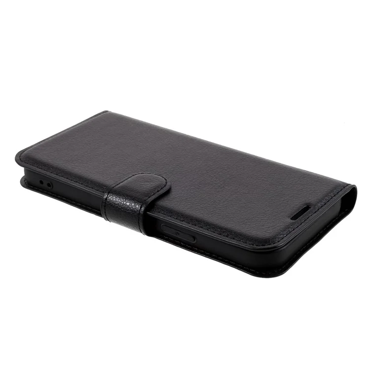 Litchi Surface Shell Leather Case with Stand for iPhone 12 Pro / 12 Mobile Phone Accessories - Black-Cellmalls