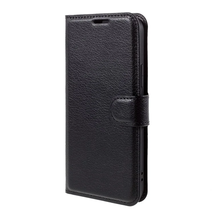 Litchi Surface Shell Leather Case with Stand for iPhone 12 Pro / 12 Mobile Phone Accessories - Black-Cellmalls