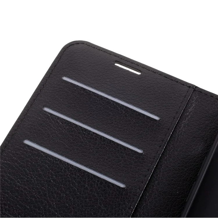 Litchi Surface Shell Leather Case with Stand for iPhone 12 Pro / 12 Mobile Phone Accessories - Black-Cellmalls