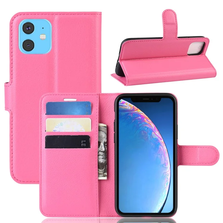 Litchi Skin Leather Wallet Stand Case for iPhone 11 6.1 inch (2019) with Soft TPU Inner Case - White-Cellmalls