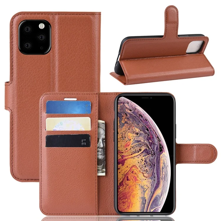 Litchi Skin Wallet Leather Stand Case for iPhone 11 Pro Max 6.5 inch (2019) - Black-Cellmalls
