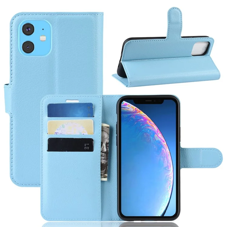 Litchi Skin Leather Wallet Stand Case for iPhone 11 6.1 inch (2019) with Soft TPU Inner Case - White-Cellmalls