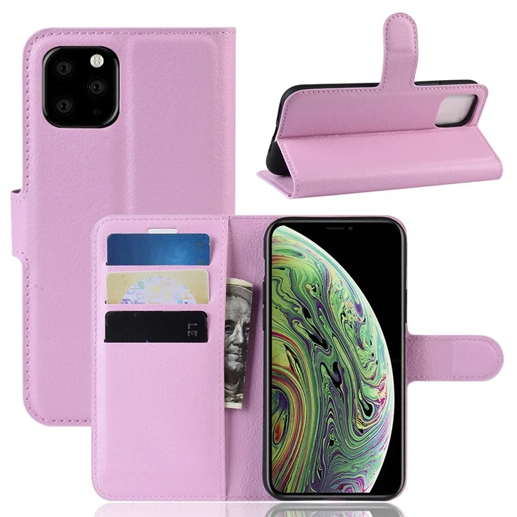 Litchi Skin Wallet Leather Stand Case for iPhone 11 Pro 5.8 inch (2019) - Pink-Cellmalls