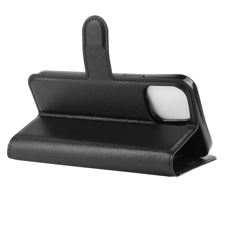 Litchi Texture Leather Wallet Shell Stand Phone Case for iPhone 12 Pro Max 6.7 inch - Black-Cellmalls
