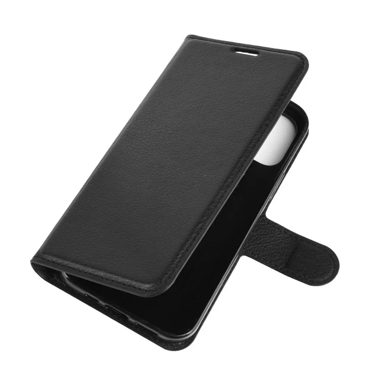 Litchi Texture Leather Wallet Shell Stand Phone Case for iPhone 12 Pro Max 6.7 inch - Black-Cellmalls