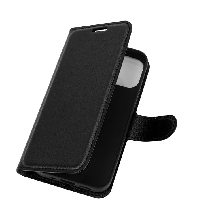 Litchi Texture Wallet Stand Leather Phone Cover for iPhone 12 mini Mobile Phone Accessories - Black-Cellmalls