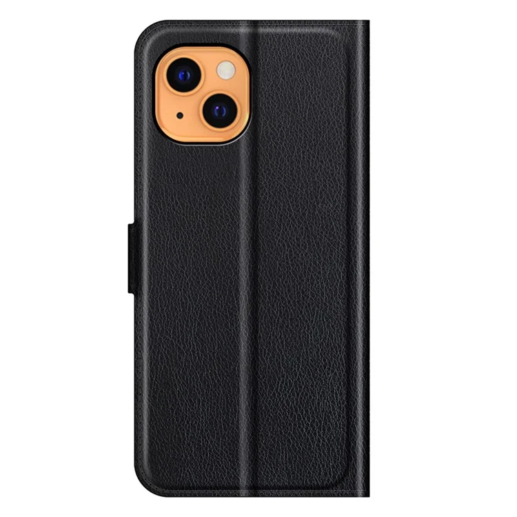 For iPhone 13 Case Litchi Texture Shockproof Leather Wallet Phone Cover - Black-Cellmalls