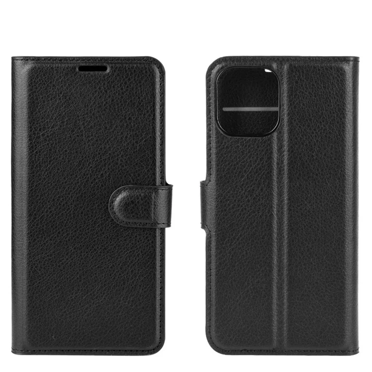 Litchi Texture Leather Wallet Shell Stand Phone Case for iPhone 12 Pro Max 6.7 inch - Black-Cellmalls