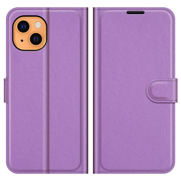 For iPhone 13 Case Litchi Texture Shockproof Leather Wallet Phone Cover - Black-Cellmalls