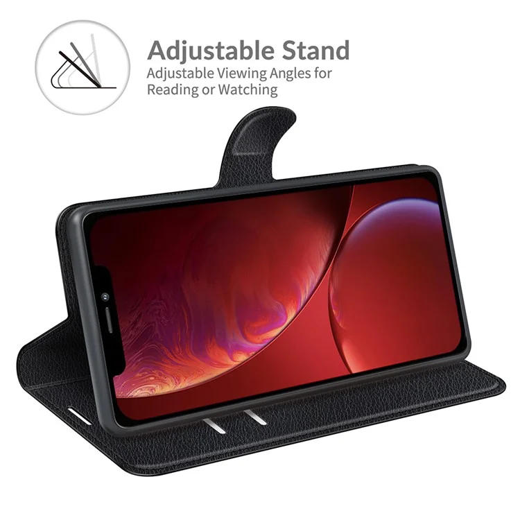 Full Protective Litchi Skin Leather Wallet Case Mobile Phone Stand Case Cover for iPhone 13 mini 5.4 inch - Black-Cellmalls