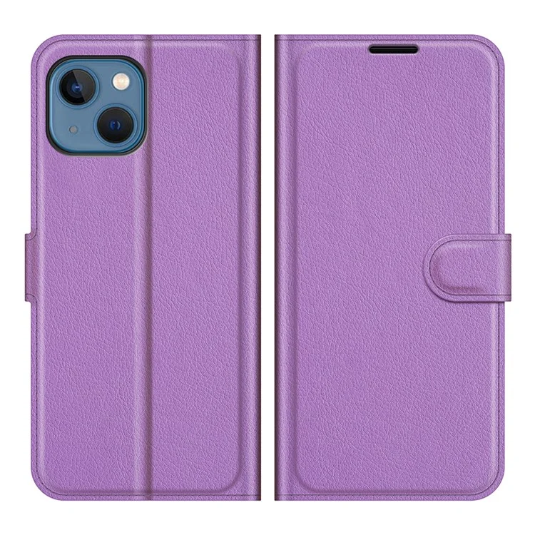 Full Protective Litchi Skin Leather Wallet Case Mobile Phone Stand Case Cover for iPhone 13 mini 5.4 inch - Black-Cellmalls