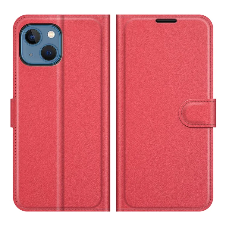 Full Protective Litchi Skin Leather Wallet Case Mobile Phone Stand Case Cover for iPhone 13 mini 5.4 inch - Black-Cellmalls