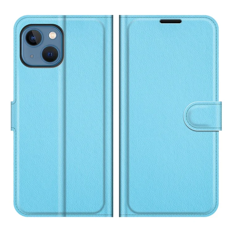 Full Protective Litchi Skin Leather Wallet Case Mobile Phone Stand Case Cover for iPhone 13 mini 5.4 inch - Black-Cellmalls