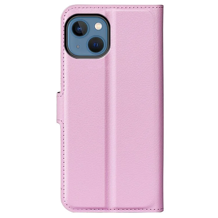 For iPhone 14 Plus 6.7 inch Litchi Texture PU Leather Collision Resistant Stand Flip Cover Full Protective Wallet Phone Case - Pink-Cellmalls