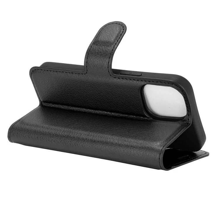 Litchi Texture Wallet Stand Leather Phone Cover for iPhone 12 mini Mobile Phone Accessories - Black-Cellmalls