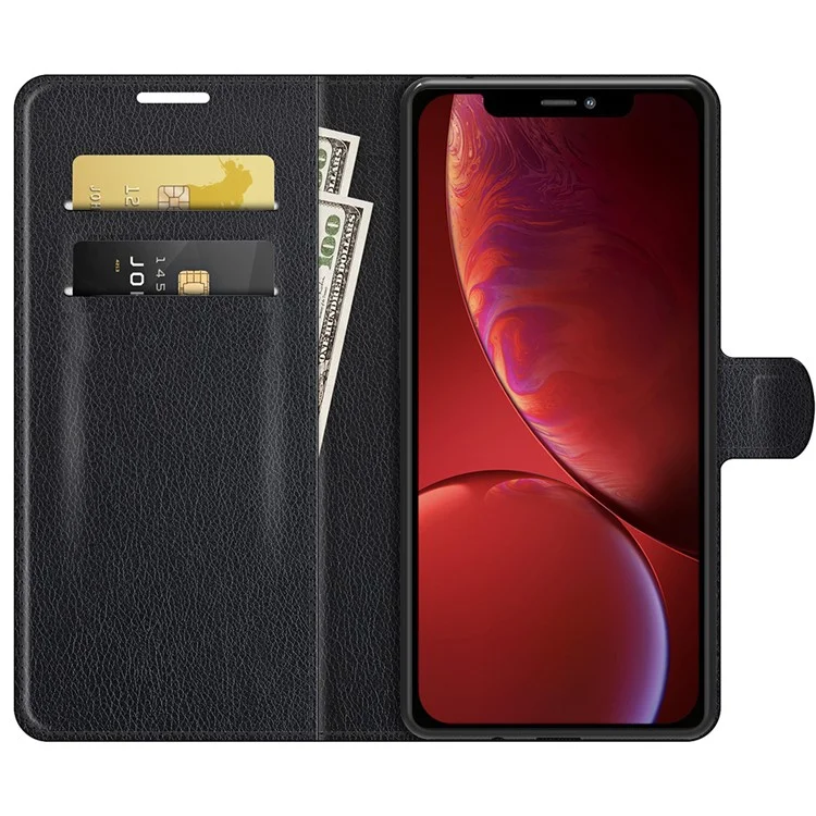 Full Protective Litchi Skin Leather Wallet Case Mobile Phone Stand Case Cover for iPhone 13 mini 5.4 inch - Black-Cellmalls