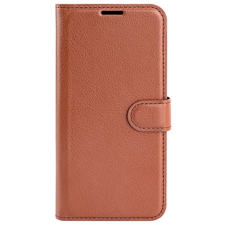 For iPhone 16 Case Wallet Leather Phone Cover Litchi Texture - Brown-Cellmalls
