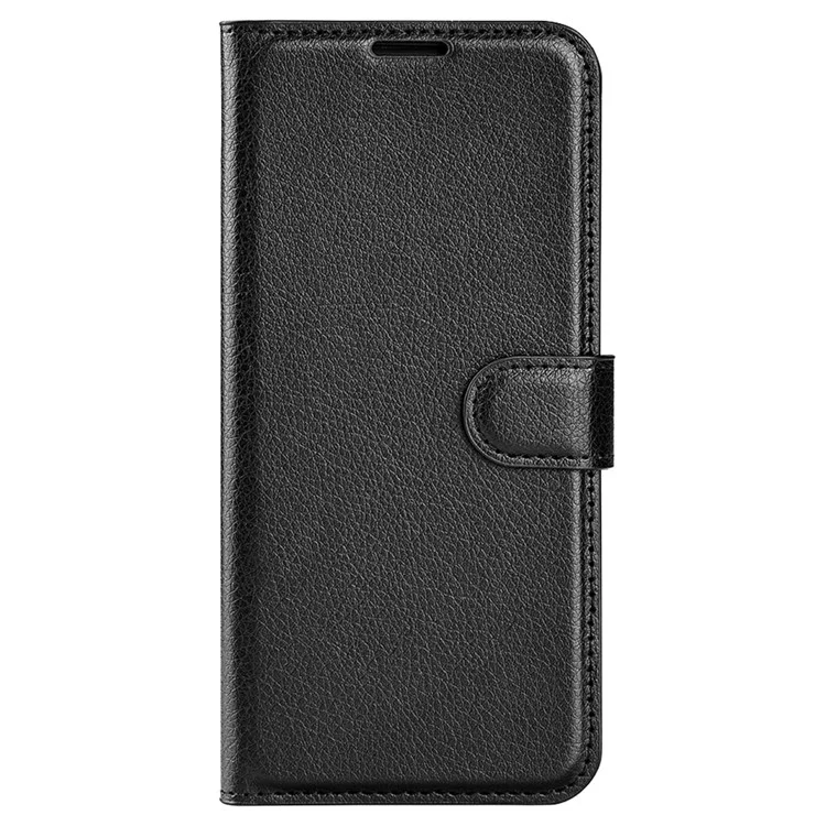 For iPhone 15 Pro Shockproof Wallet Phone Cover PU Leather Litchi Texture Stand Mobile Phone Case - Black-Cellmalls