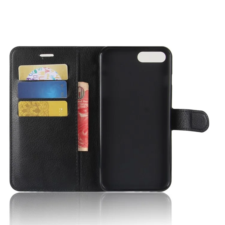 Lychee Skin Leather Wallet Case for iPhone 8 Plus / 7 Plus - Black-Cellmalls