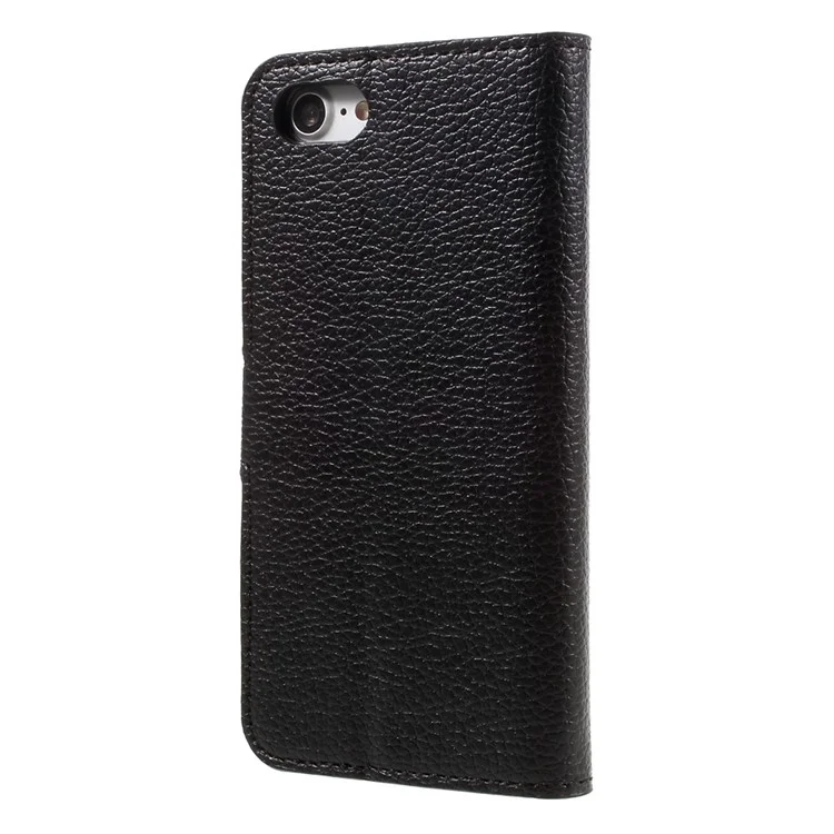 Litchi Skin Leather Wallet Stand Case for iPhone 7/8/SE (2020)/SE (2022) - Black-Cellmalls