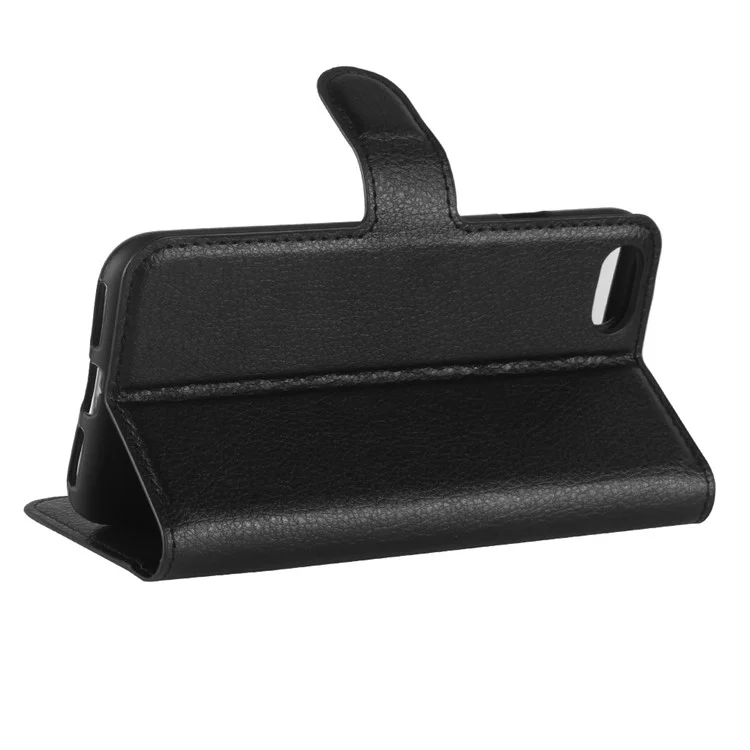 Stand Feature Litchi Skin PU Leather Wallet Magnetic Protective Cover for iPhone 7 / 8 4.7 inch / SE (2020) / SE (2022) - Black-Cellmalls