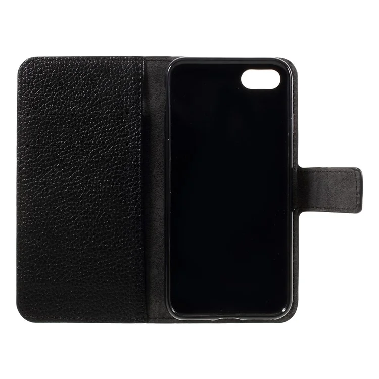 Litchi Skin Leather Wallet Stand Case for iPhone 7/8/SE (2020)/SE (2022) - Black-Cellmalls