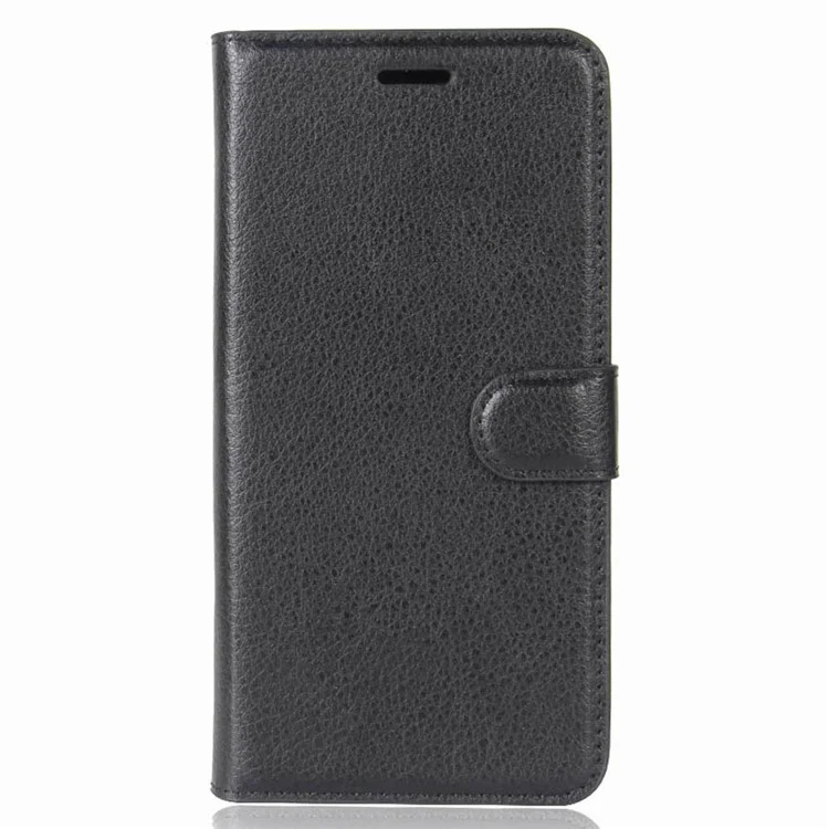 For iPhone Xs / X 5.8 inch Litchi Skin PU Leather Wallet Stand Protective Cell Phone Shell - Black-Cellmalls