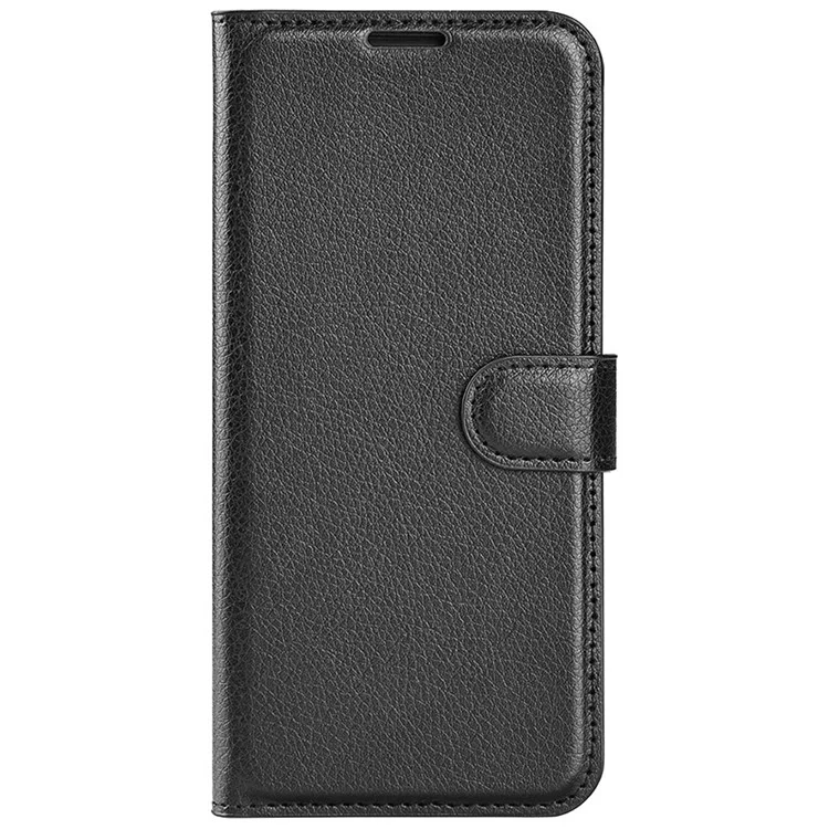 For iPhone 16 Plus Case Litchi Texture Leather Phone Cover Horizontal Viewing Stand - Black-Cellmalls