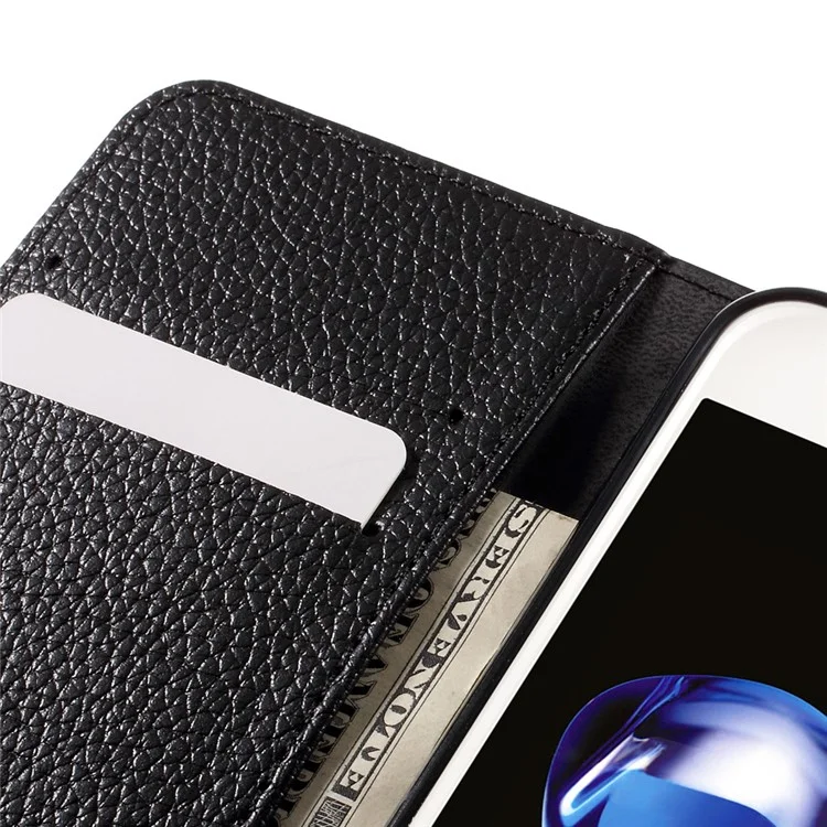 Litchi Skin Leather Wallet Stand Case for iPhone 7/8/SE (2020)/SE (2022) - Black-Cellmalls