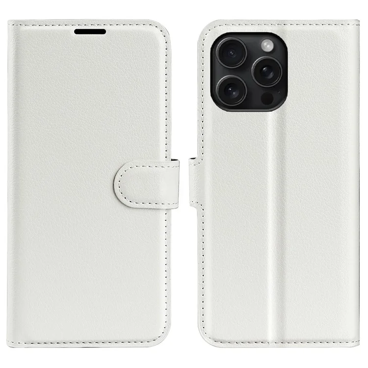 For iPhone 16 Pro Wallet Case Litchi Texture Phone Leather Cover - White-Cellmalls