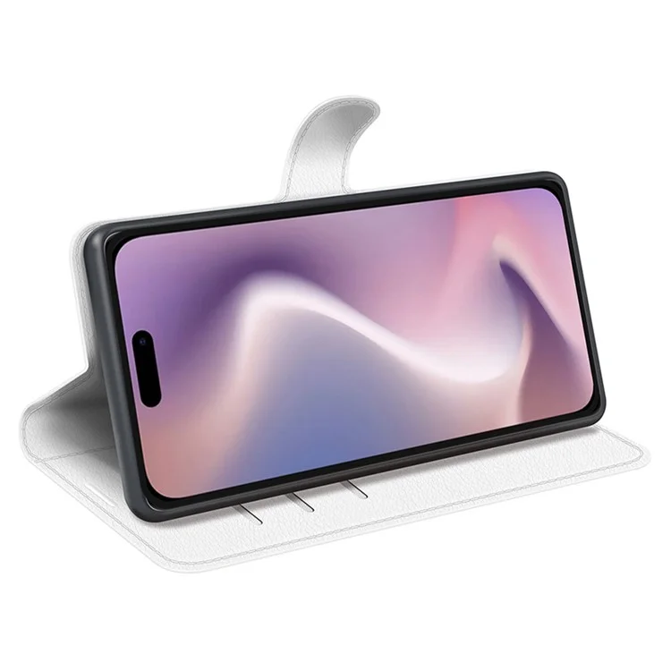 For iPhone 16 Pro Max Wallet Case Litchi Texture Phone Leather Cover - White-Cellmalls