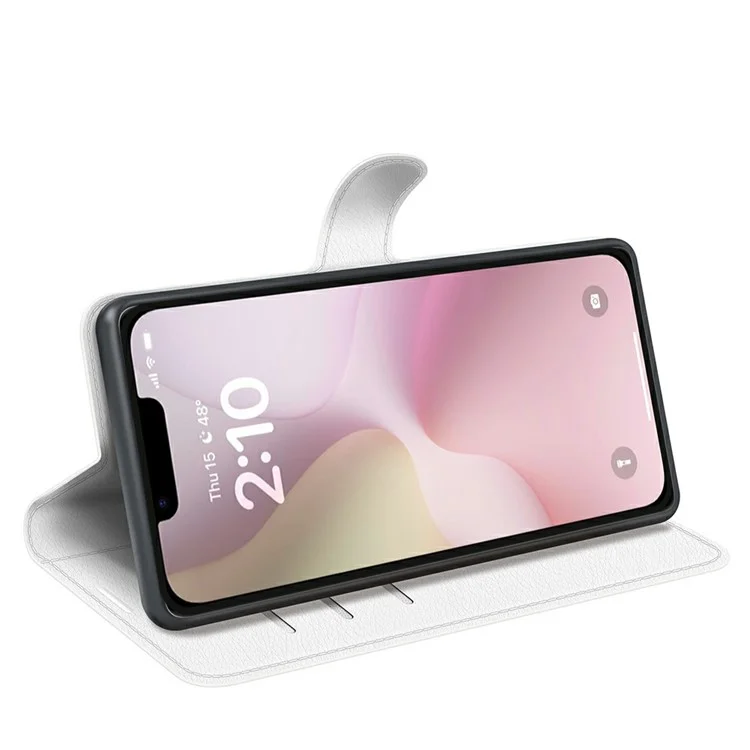 For iPhone 16e Case Litchi Texture Shockproof Leather Wallet Phone Cover - White-Cellmalls