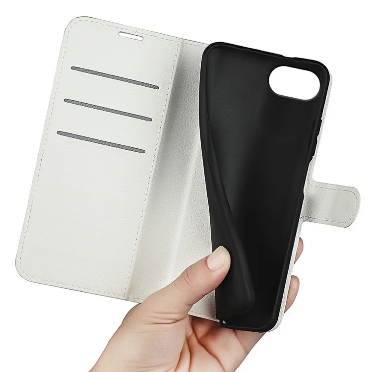 For iPhone 16e Case Litchi Texture Shockproof Leather Wallet Phone Cover - White-Cellmalls