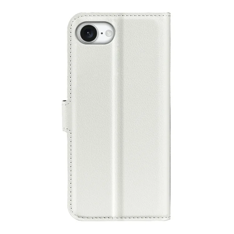 For iPhone 16e Case Litchi Texture Shockproof Leather Wallet Phone Cover - White-Cellmalls