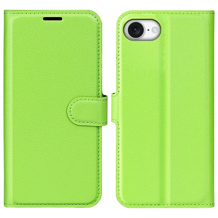 For iPhone 16e Case Litchi Texture Shockproof Leather Wallet Phone Cover - White-Cellmalls