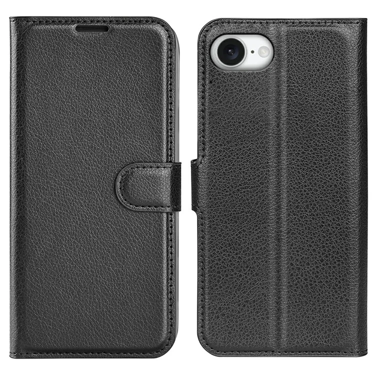 For iPhone 16e Case Litchi Texture Shockproof Leather Wallet Phone Cover - White-Cellmalls