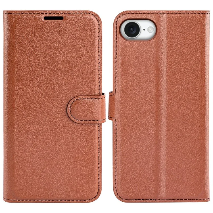 For iPhone 16e Case Litchi Texture Shockproof Leather Wallet Phone Cover - White-Cellmalls
